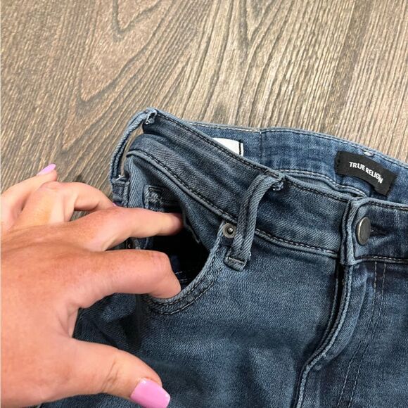 True Religion Halle Jeans Gray Vintage Wash Skinny Leg Size 24W - Picture 4 of 13